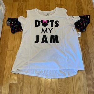 Disney Minnie Rock the Dots Disney World  Parks cold shoulder top sz xl …